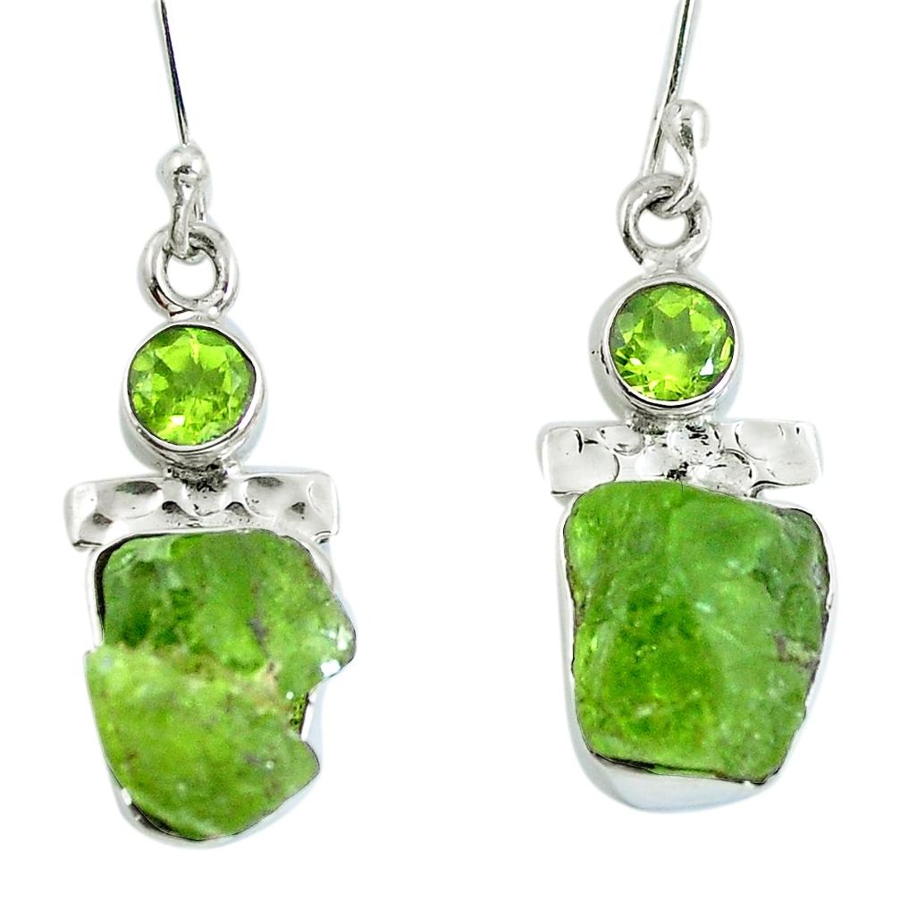 925 silver natural green peridot rough peridot dangle earrings jewelry d29944