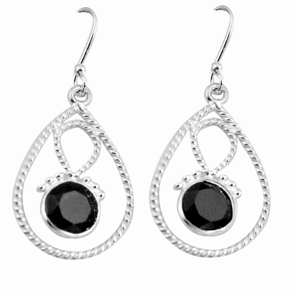 Natural black onyx 925 sterling silver dangle earrings jewelry d29978