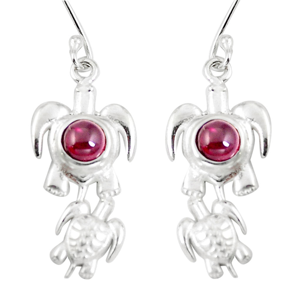 Natural red garnet 925 sterling silver tortoise earrings jewelry d29988