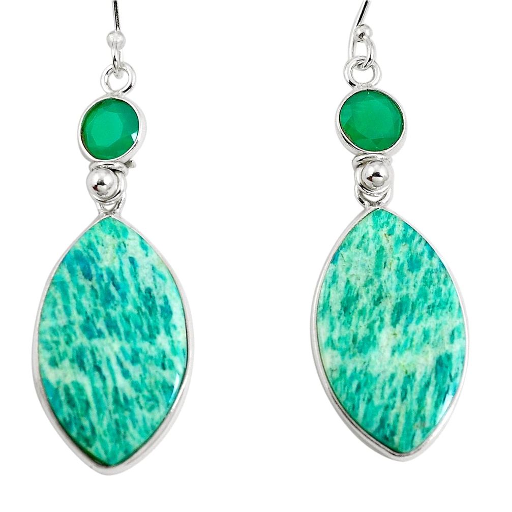 Natural green amazonite (hope stone) 925 silver dangle earrings d29998