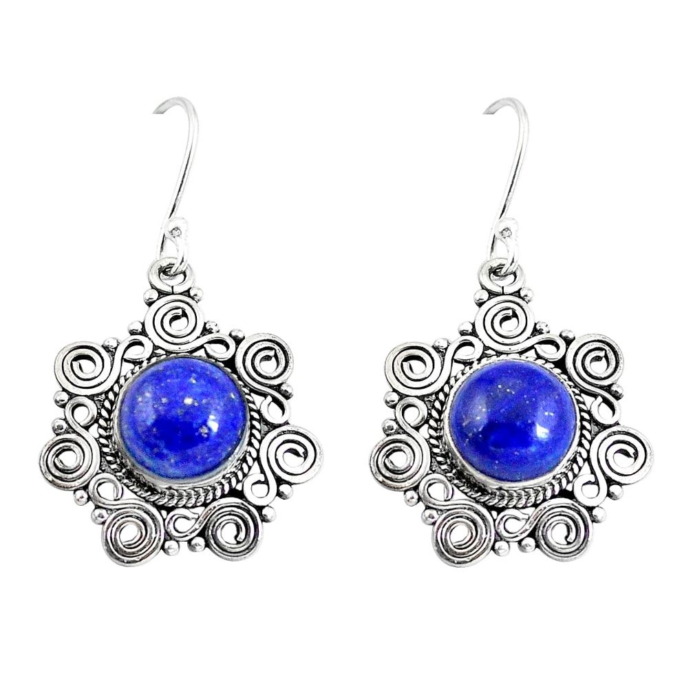 Natural blue lapis lazuli 925 sterling silver dangle earrings d29999