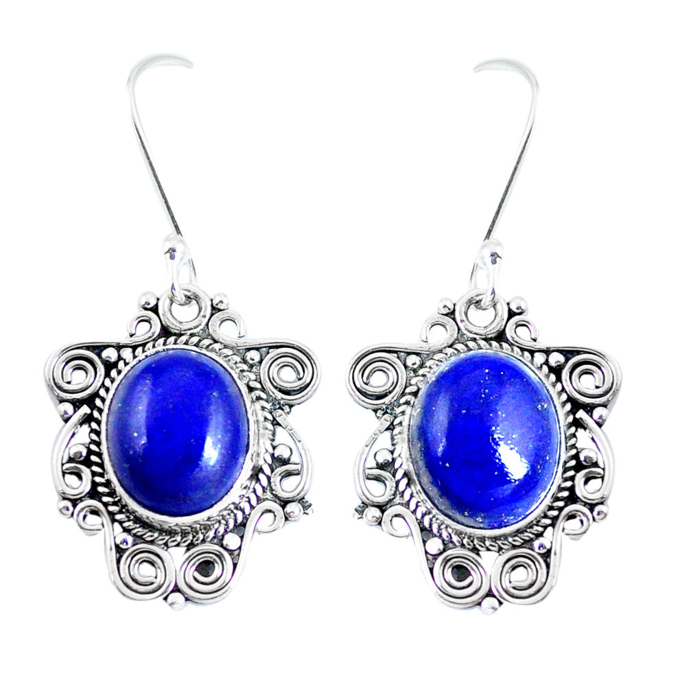 Natural blue lapis lazuli 925 sterling silver dangle earrings d30125