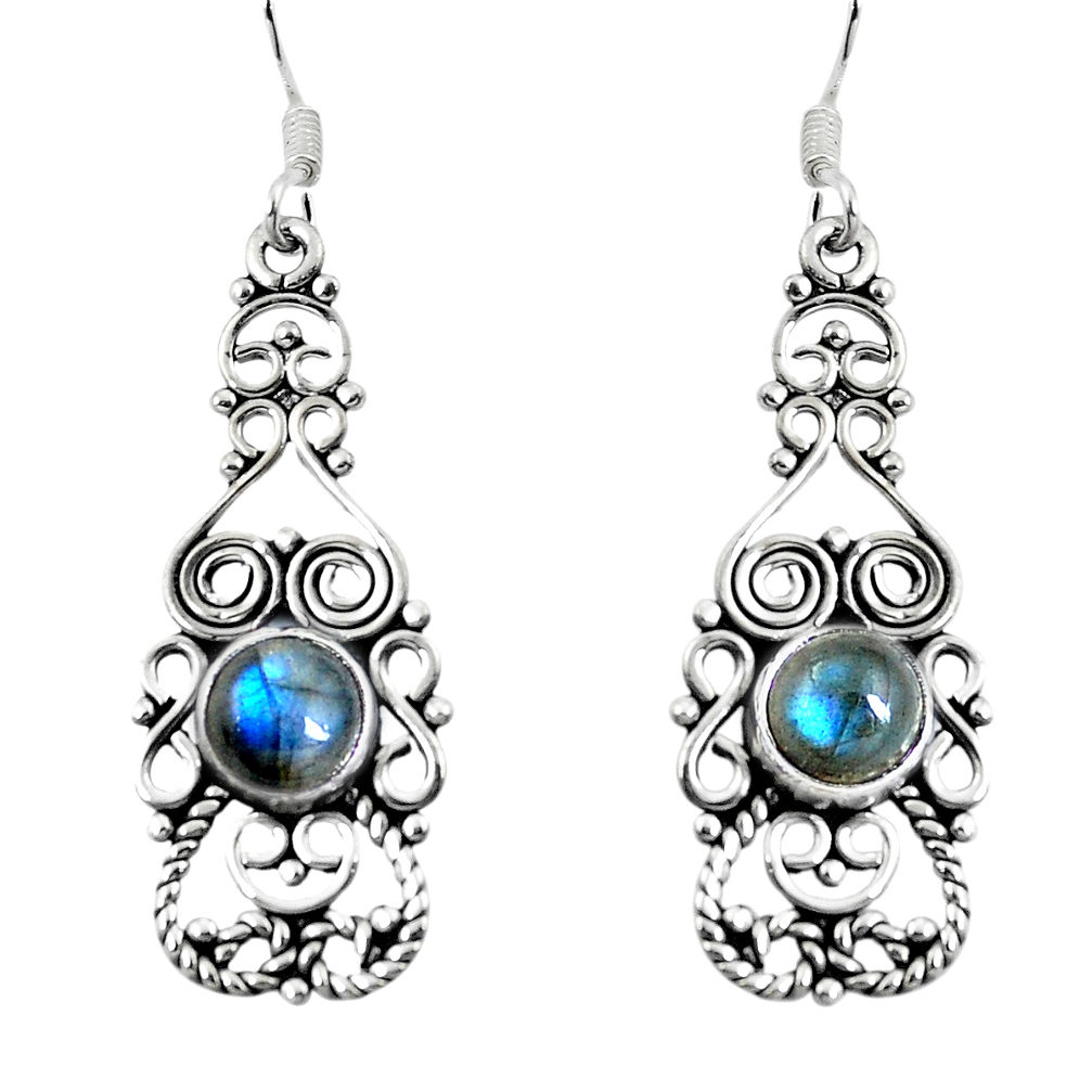 Natural blue labradorite 925 sterling silver dangle earrings d30126