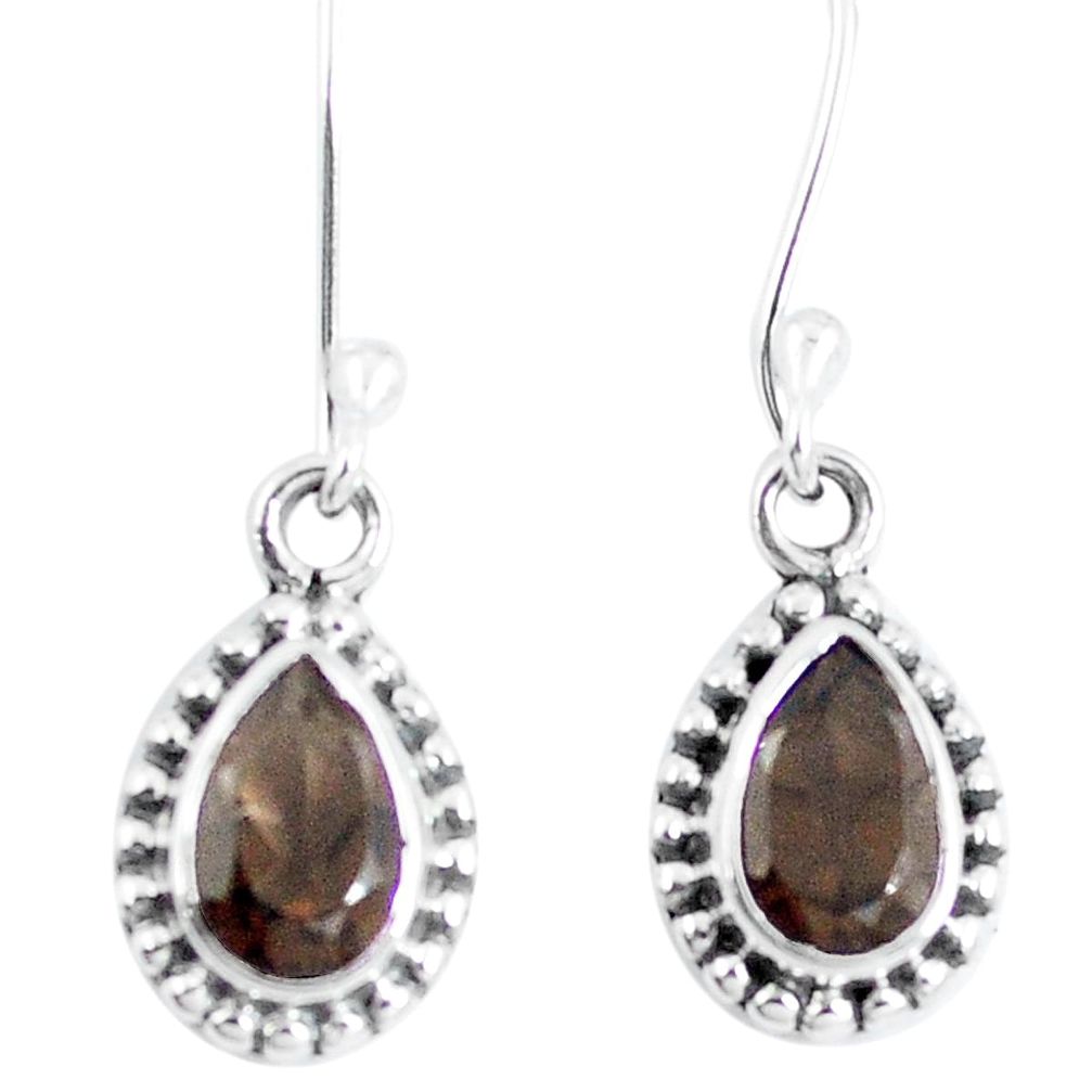 Brown smoky topaz 925 sterling silver dangle earrings jewelry d30137