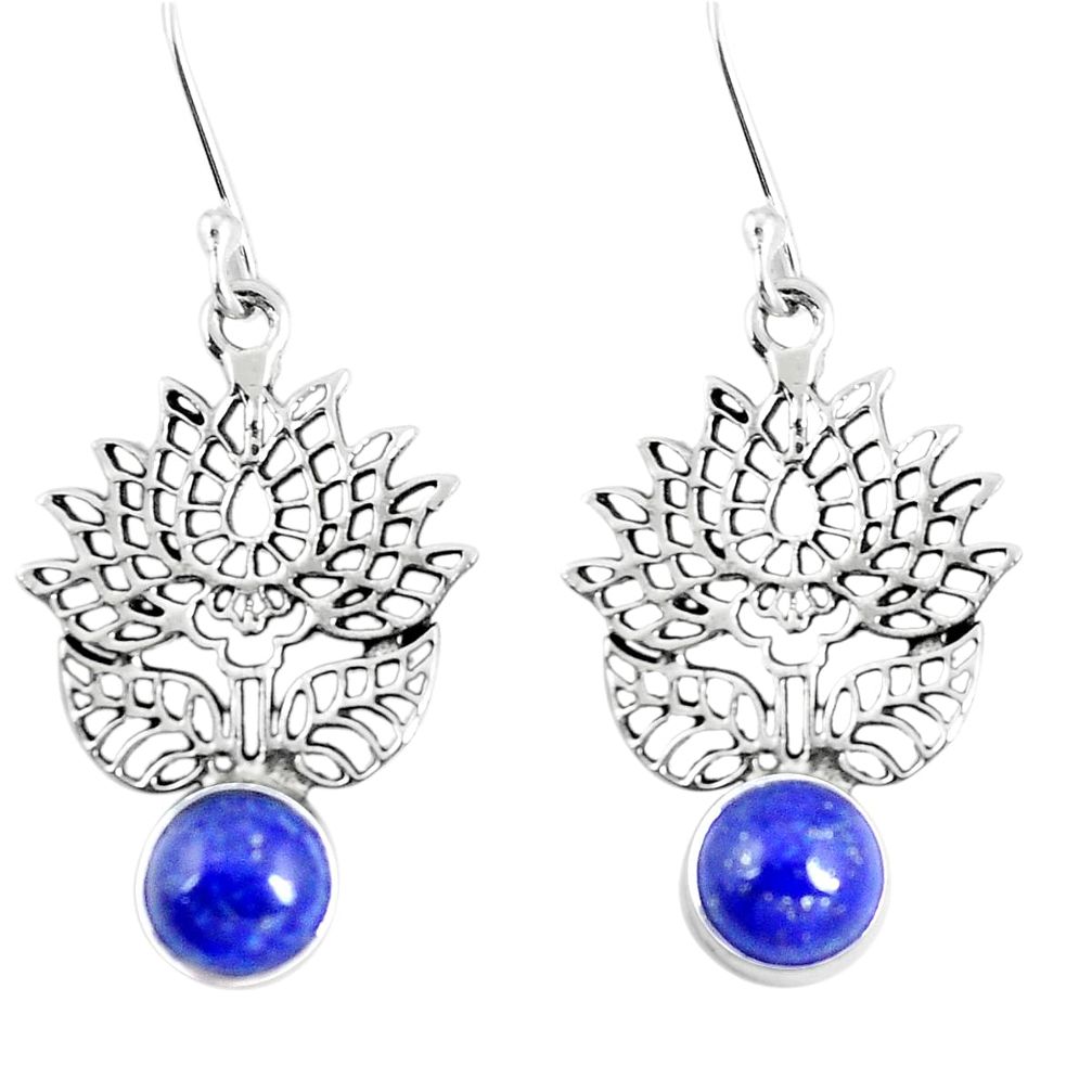 Natural blue lapis lazuli 925 sterling silver dangle earrings d30142