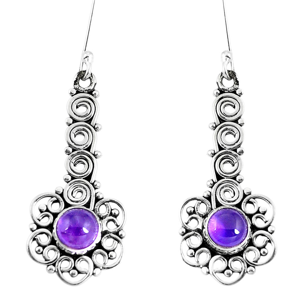 Natural purple amethyst 925 sterling silver dangle earrings d30150