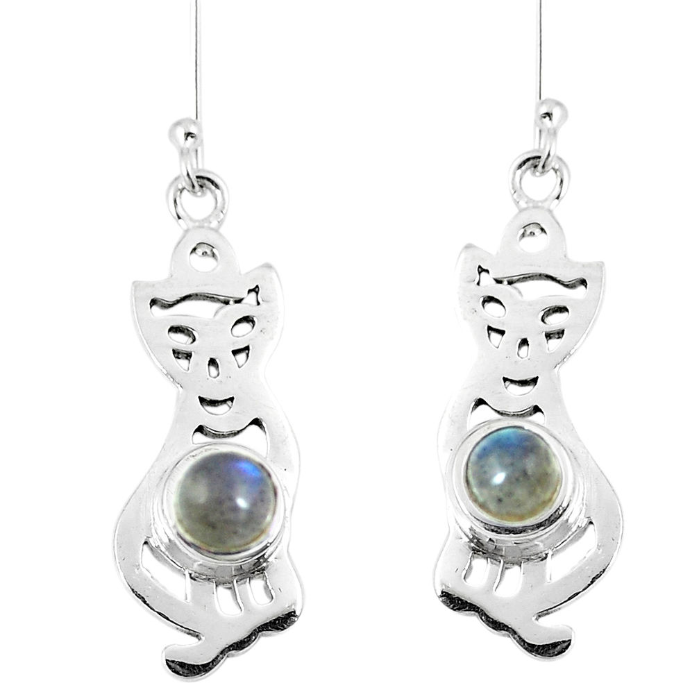 Natural blue labradorite 925 sterling silver cat earrings jewelry d30170