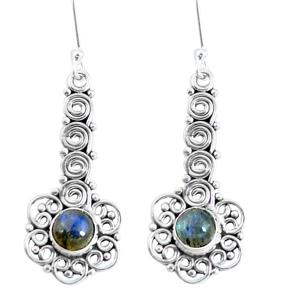 Natural blue labradorite 925 sterling silver dangle earrings d30174