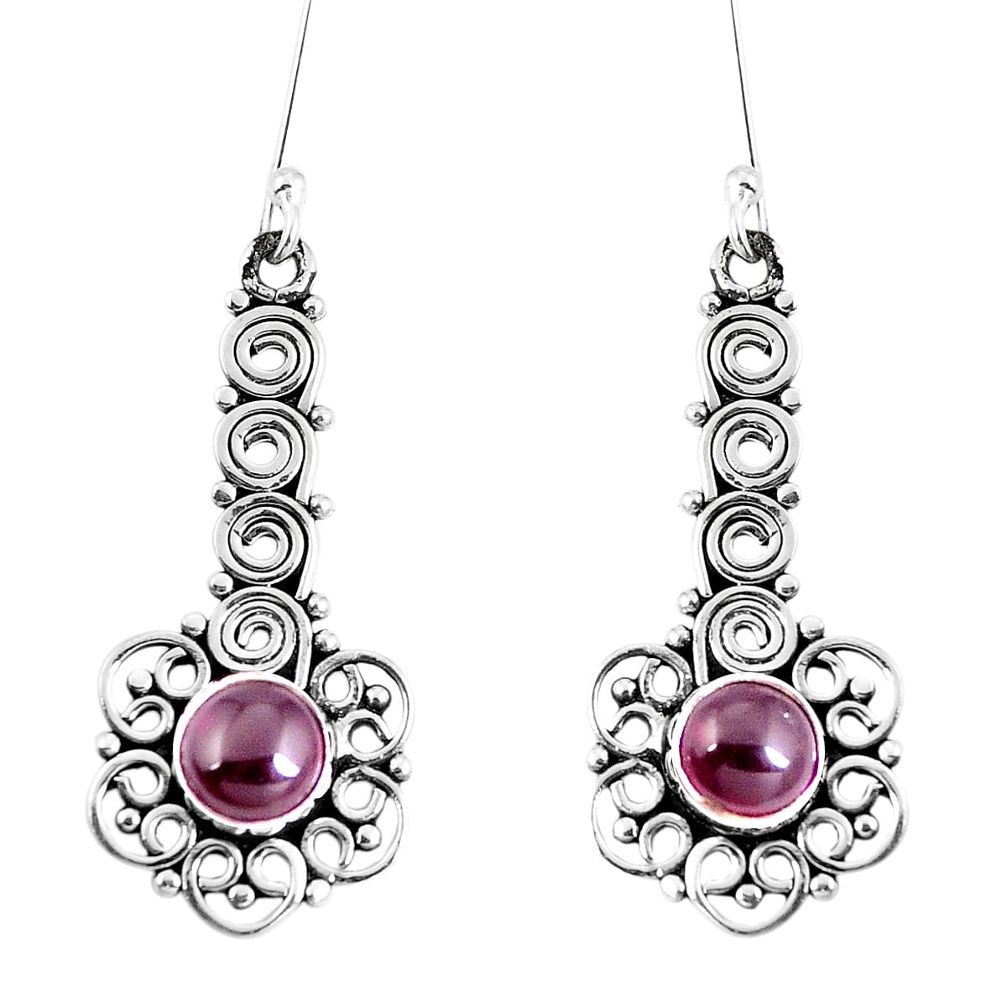 Natural red garnet 925 sterling silver dangle earrings jewelry d30182