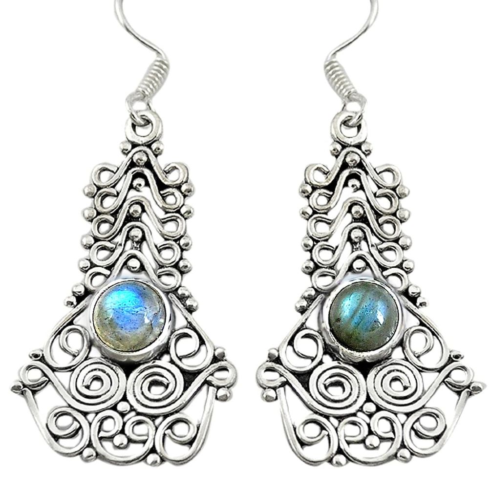 Natural blue labradorite 925 sterling silver dangle earrings d30184