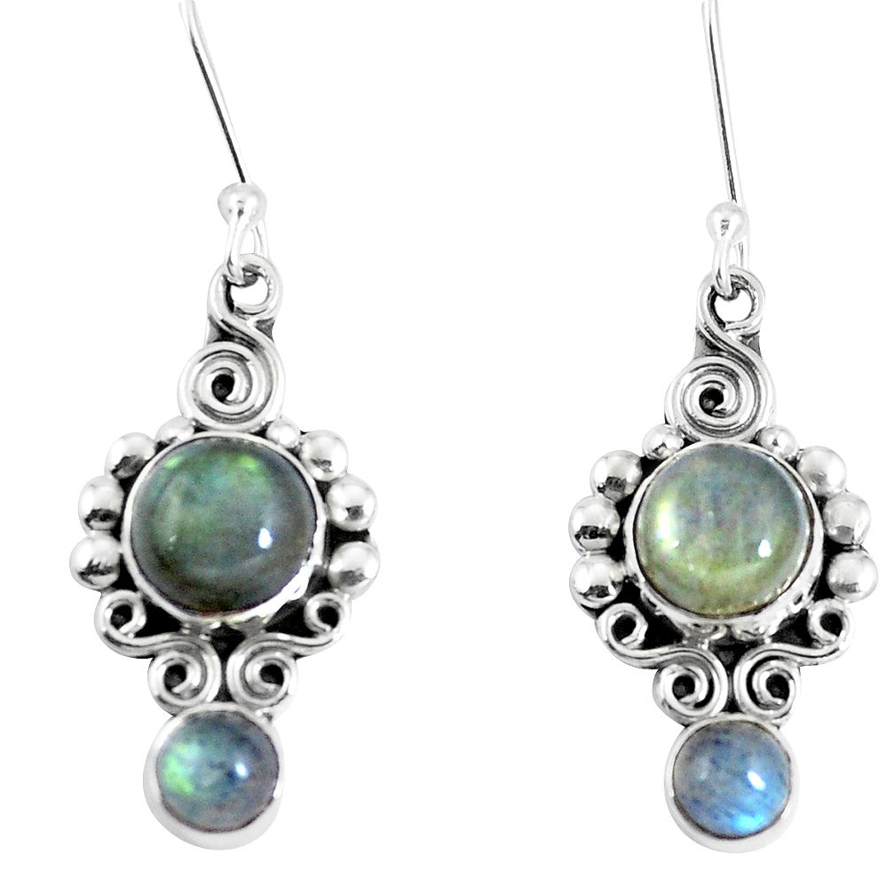 Natural blue labradorite 925 sterling silver dangle earrings d30187