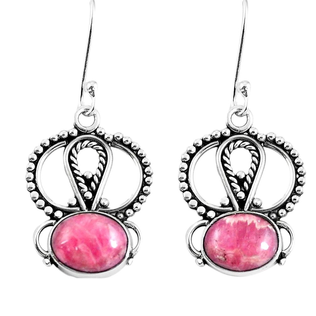 925 silver natural pink rhodochrosite inca rose (argentina) earrings d30204