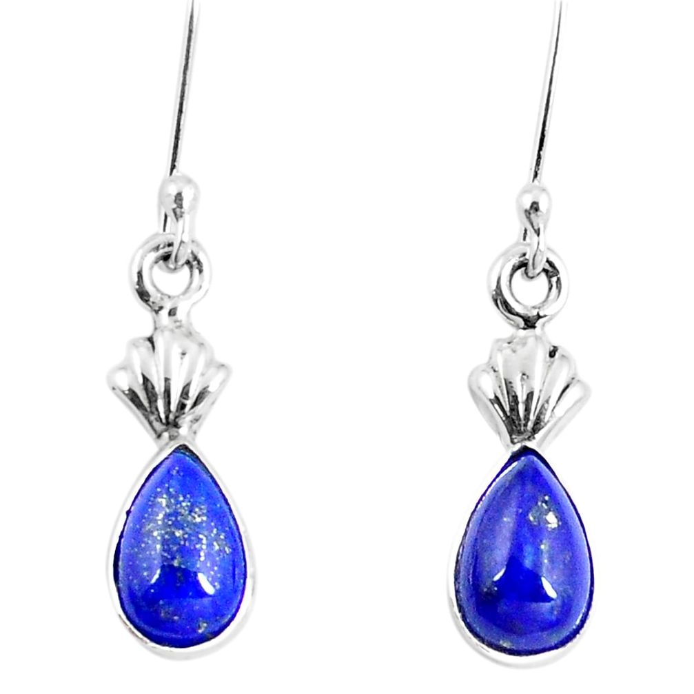 Natural blue lapis lazuli 925 sterling silver dangle earrings jewelry d30212