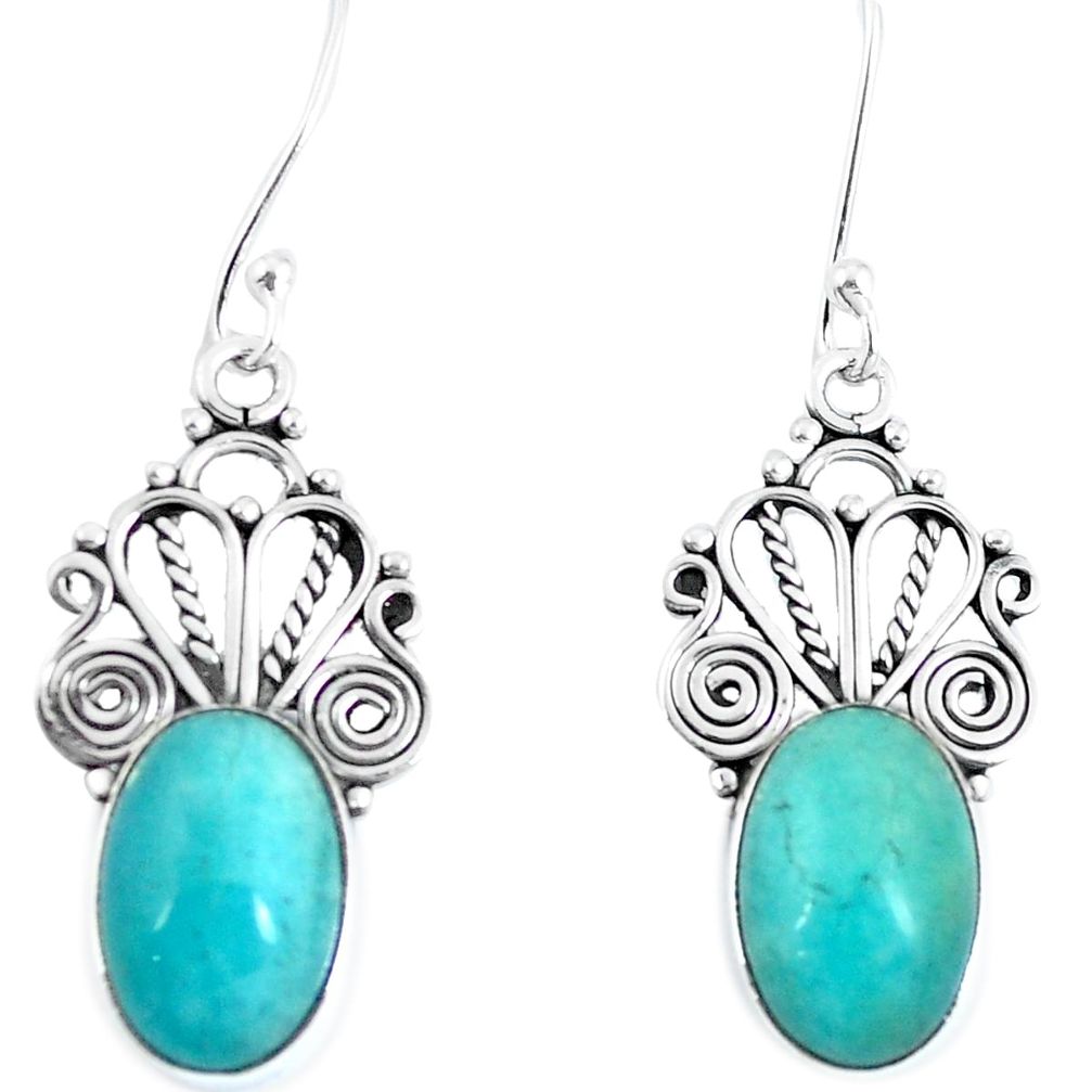 Natural green peruvian amazonite 925 silver dangle earrings jewelry d30260