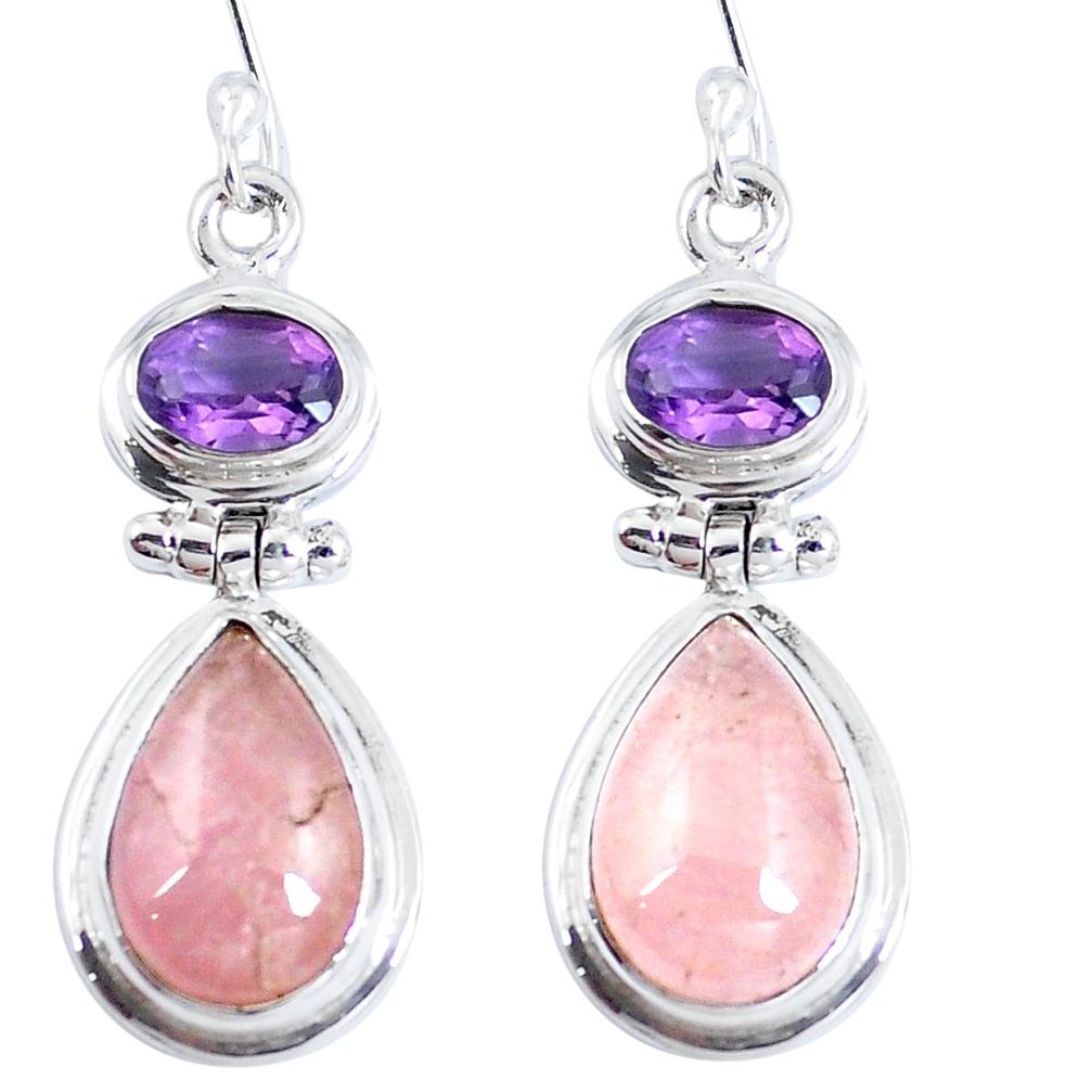 Natural orange morganite amethyst 925 silver dangle earrings d30334