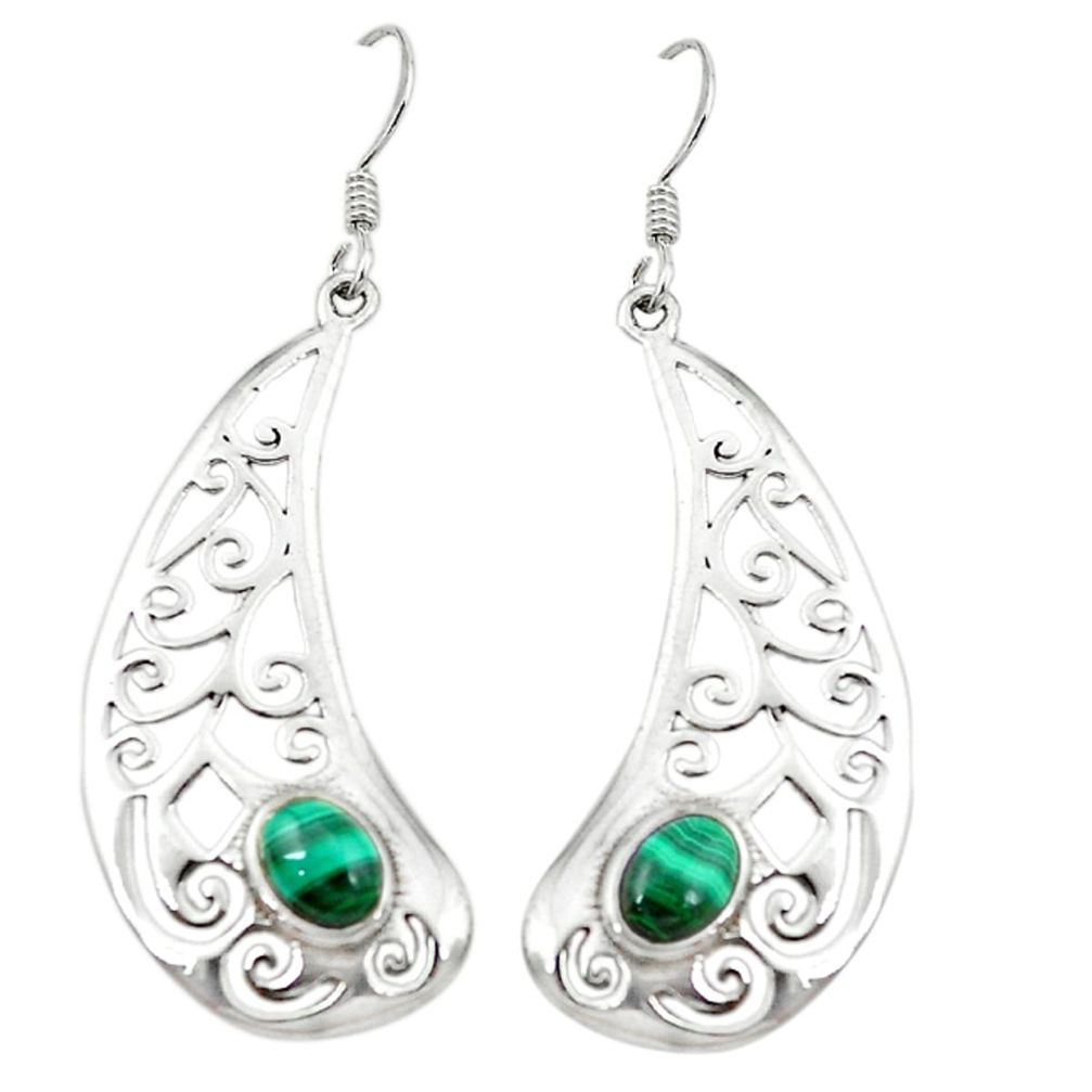 al green malachite (pilot's stone) dangle earrings jewelry d3052