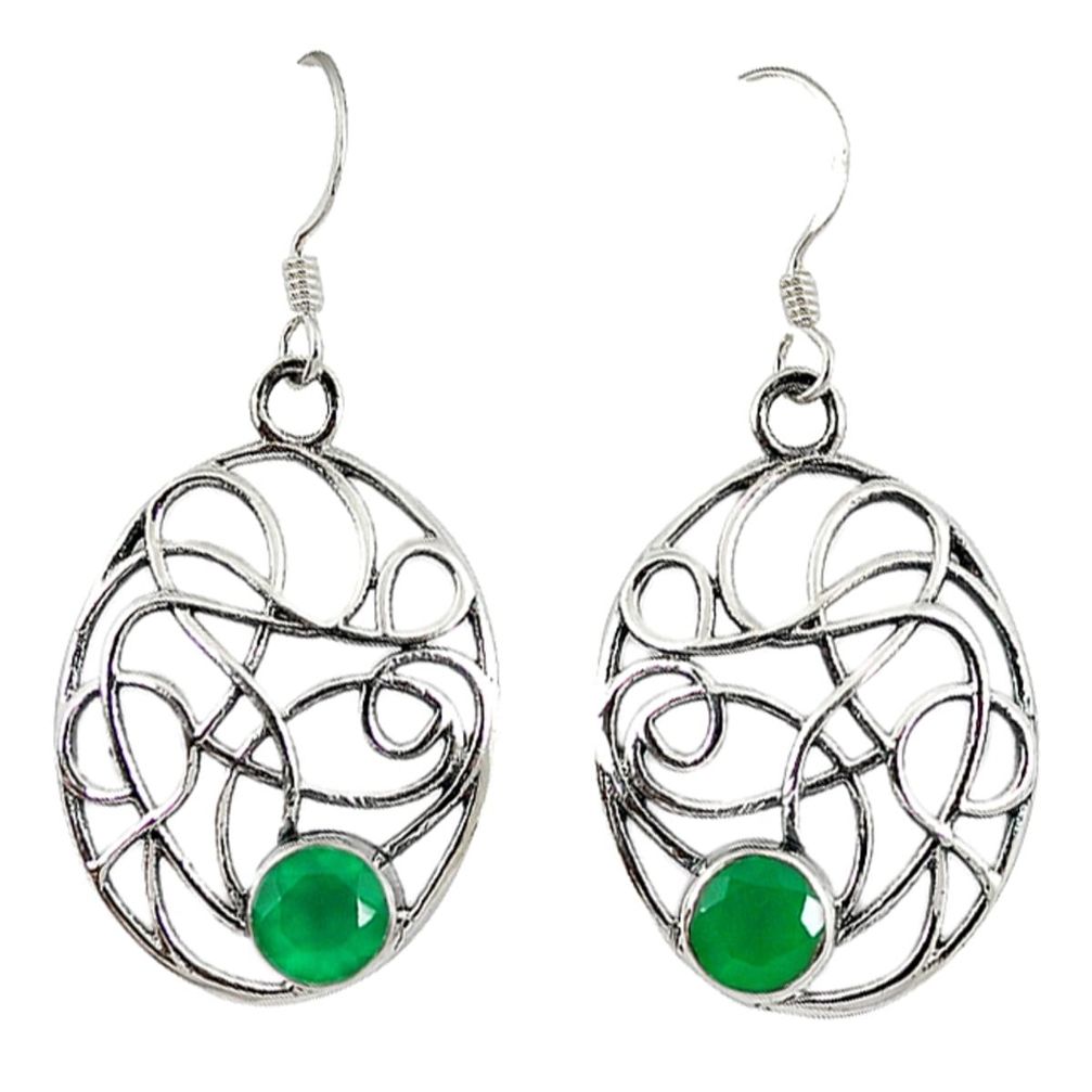 925 sterling silver natural green chalcedony dangle earrings jewelry d3072