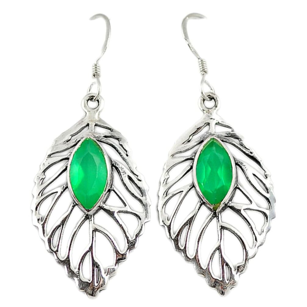 925 sterling silver natural green chalcedony dangle earrings jewelry d3078