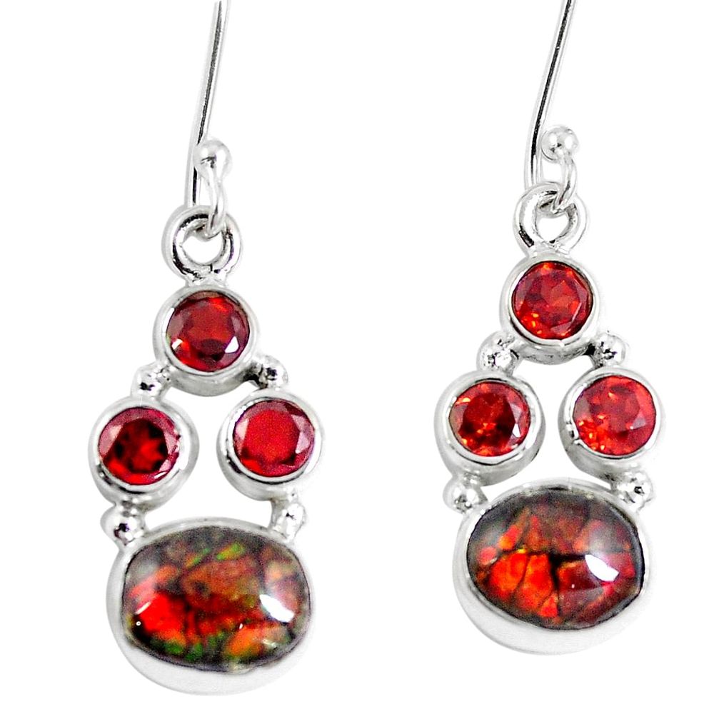 Natural red garnet 925 sterling silver dangle earrings jewelry d30806