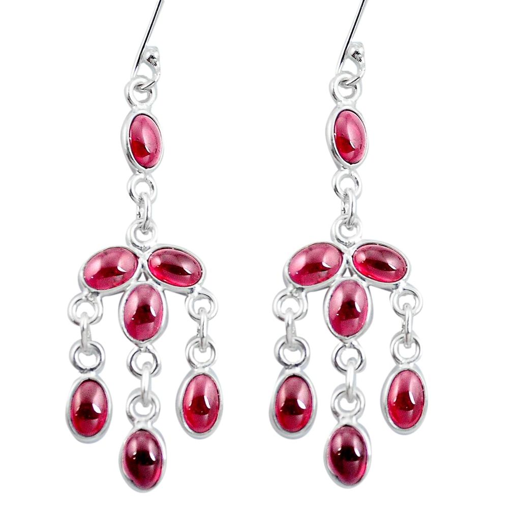 Natural red garnet 925 sterling silver chandelier earrings d30895
