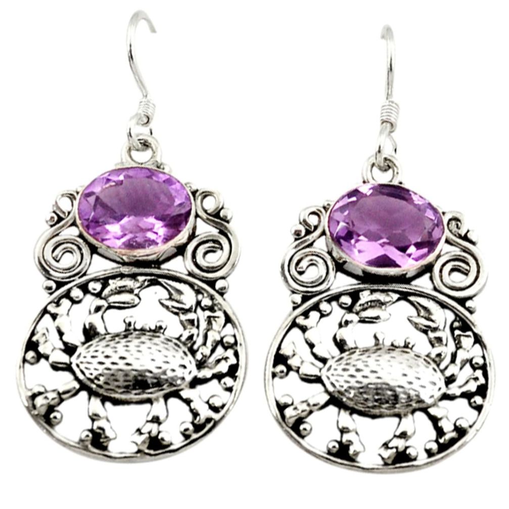 Natural purple amethyst 925 sterling silver crab earrings jewelry d3122