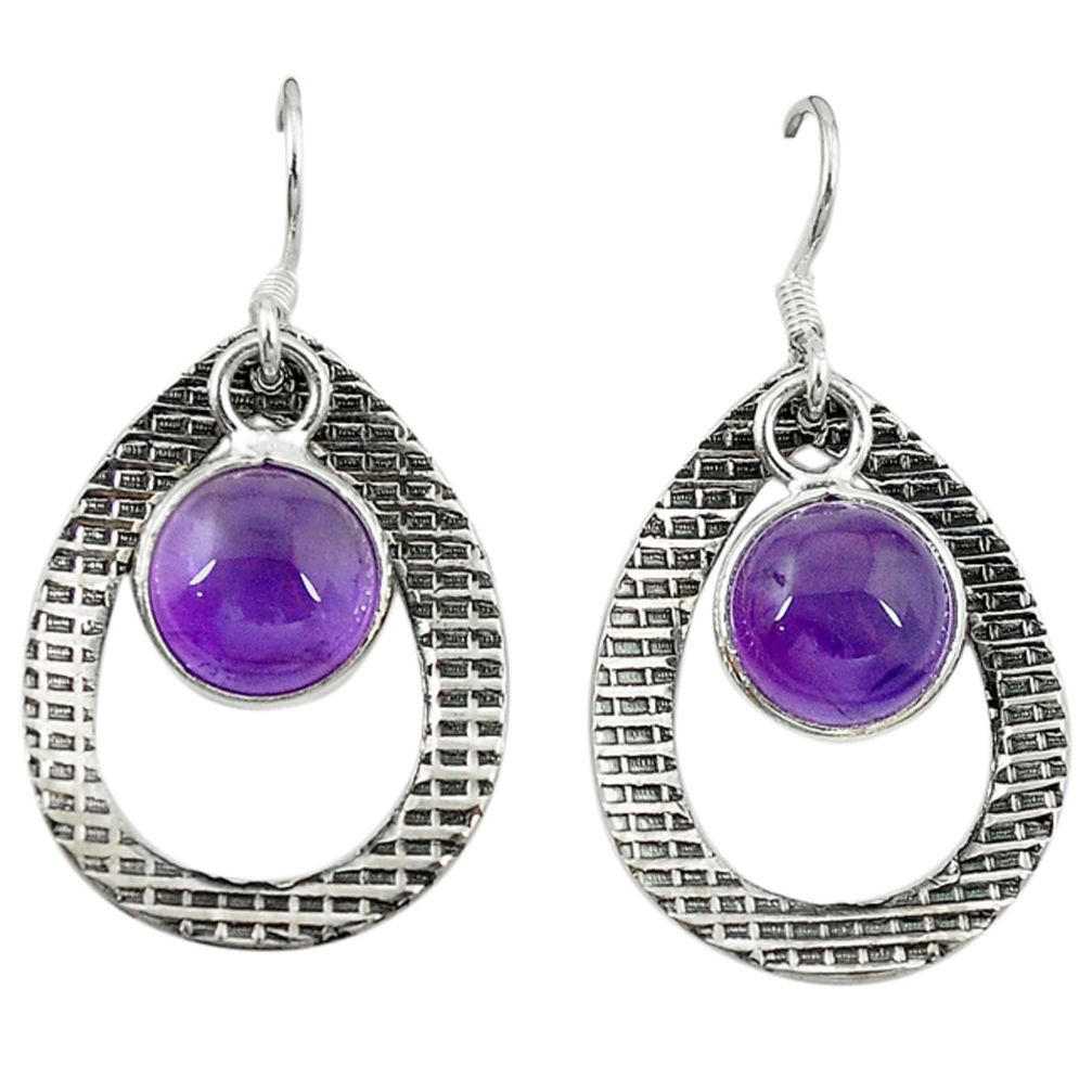 Natural purple amethyst 925 sterling silver dangle earrings jewelry d3194