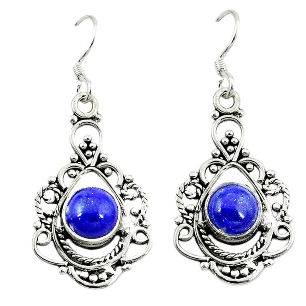 Natural blue lapis lazuli 925 sterling silver dangle earrings jewelry d3284