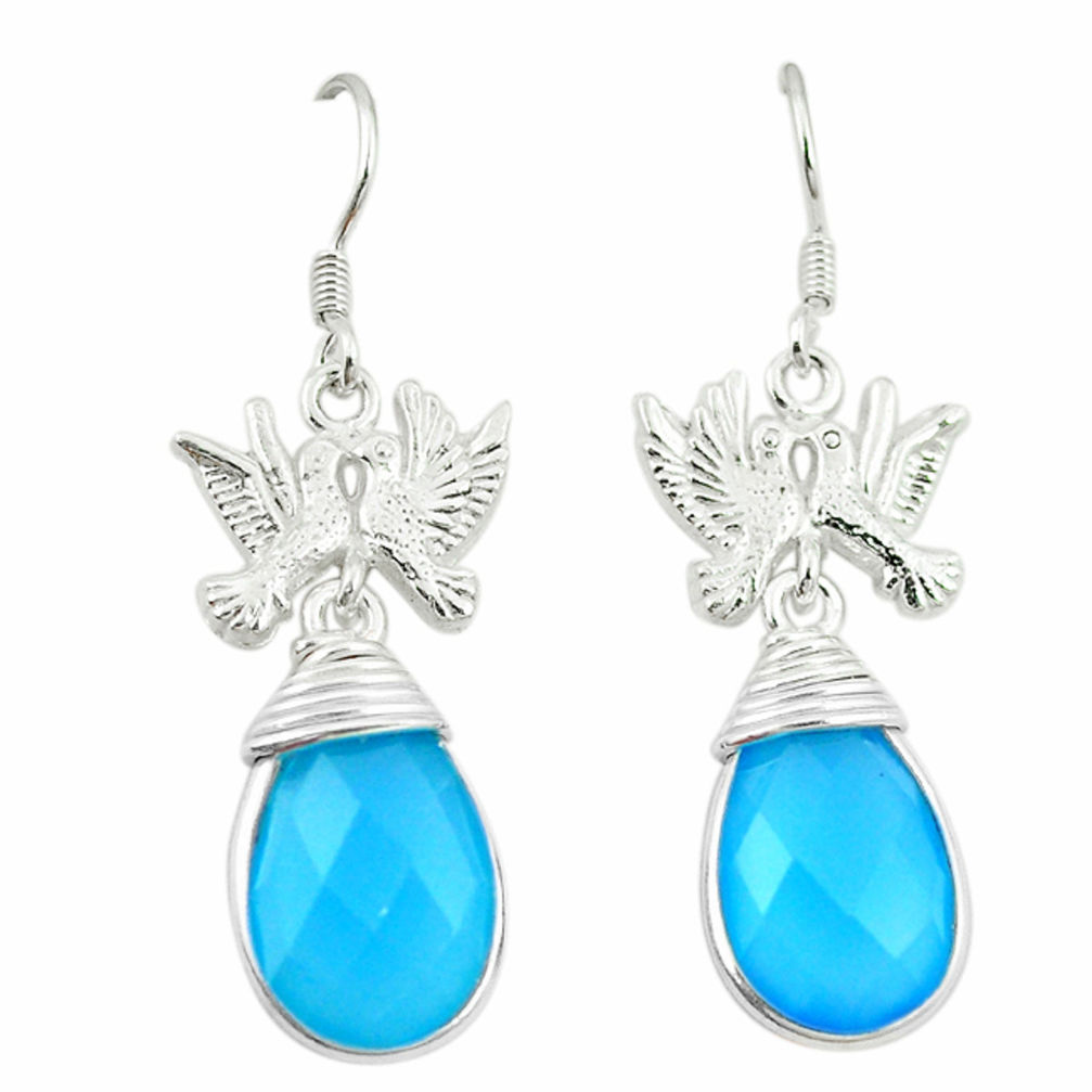 ver natural blue chalcedony love birds earrings jewelry d3387