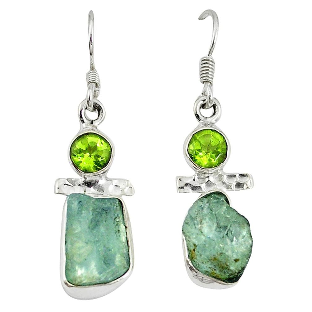  aquamarine rough peridot dangle earrings d3519