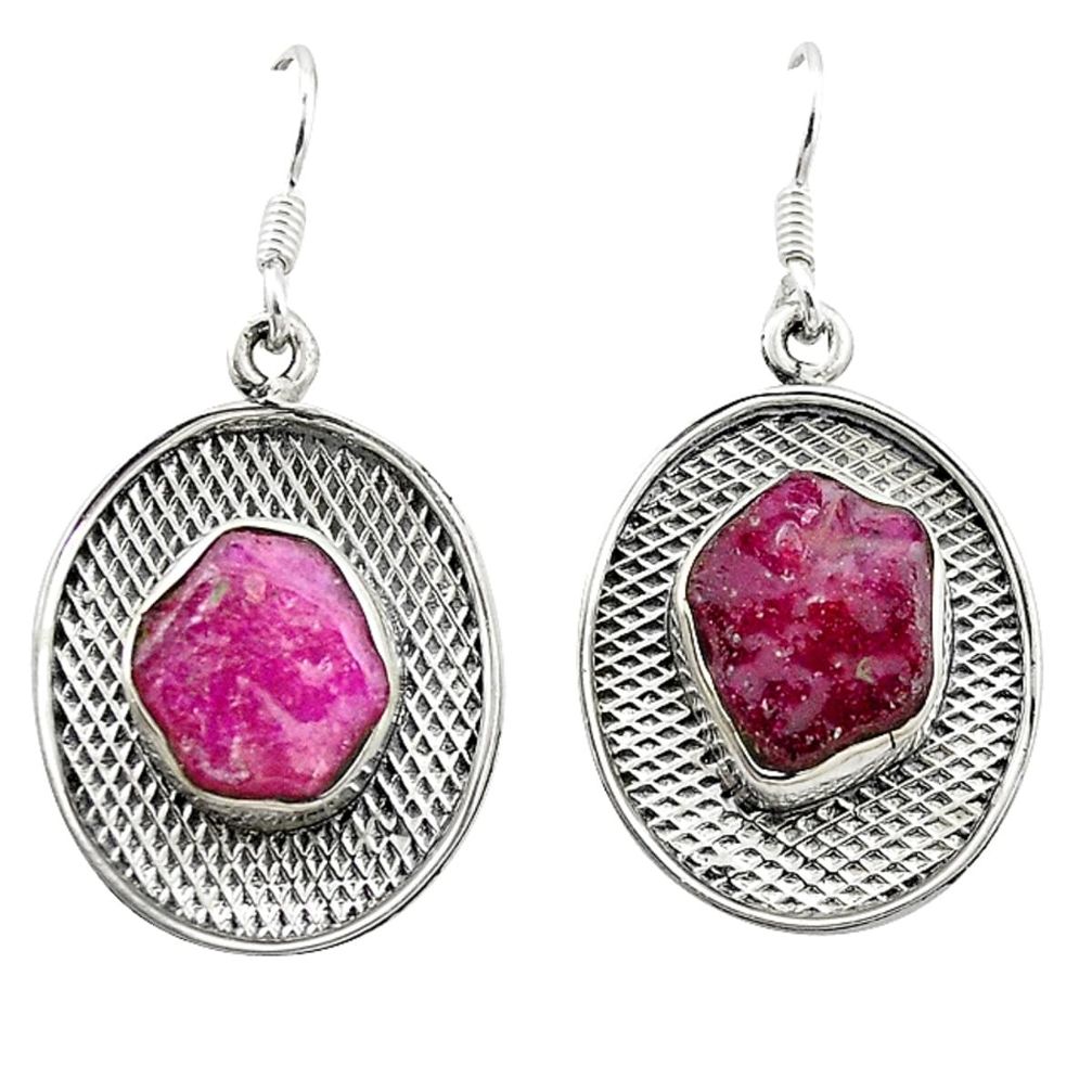 925 sterling silver natural pink ruby rough dangle earrings jewelry d4550