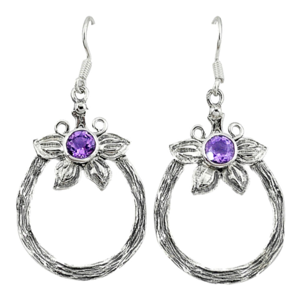 methyst 925 sterling silver flower earrings jewelry d4692