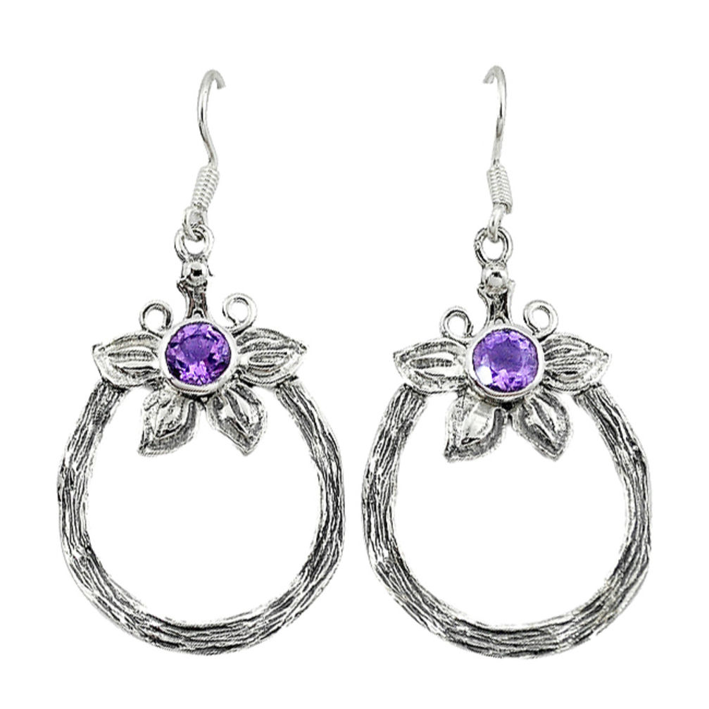 methyst 925 sterling silver flower earrings jewelry d4721