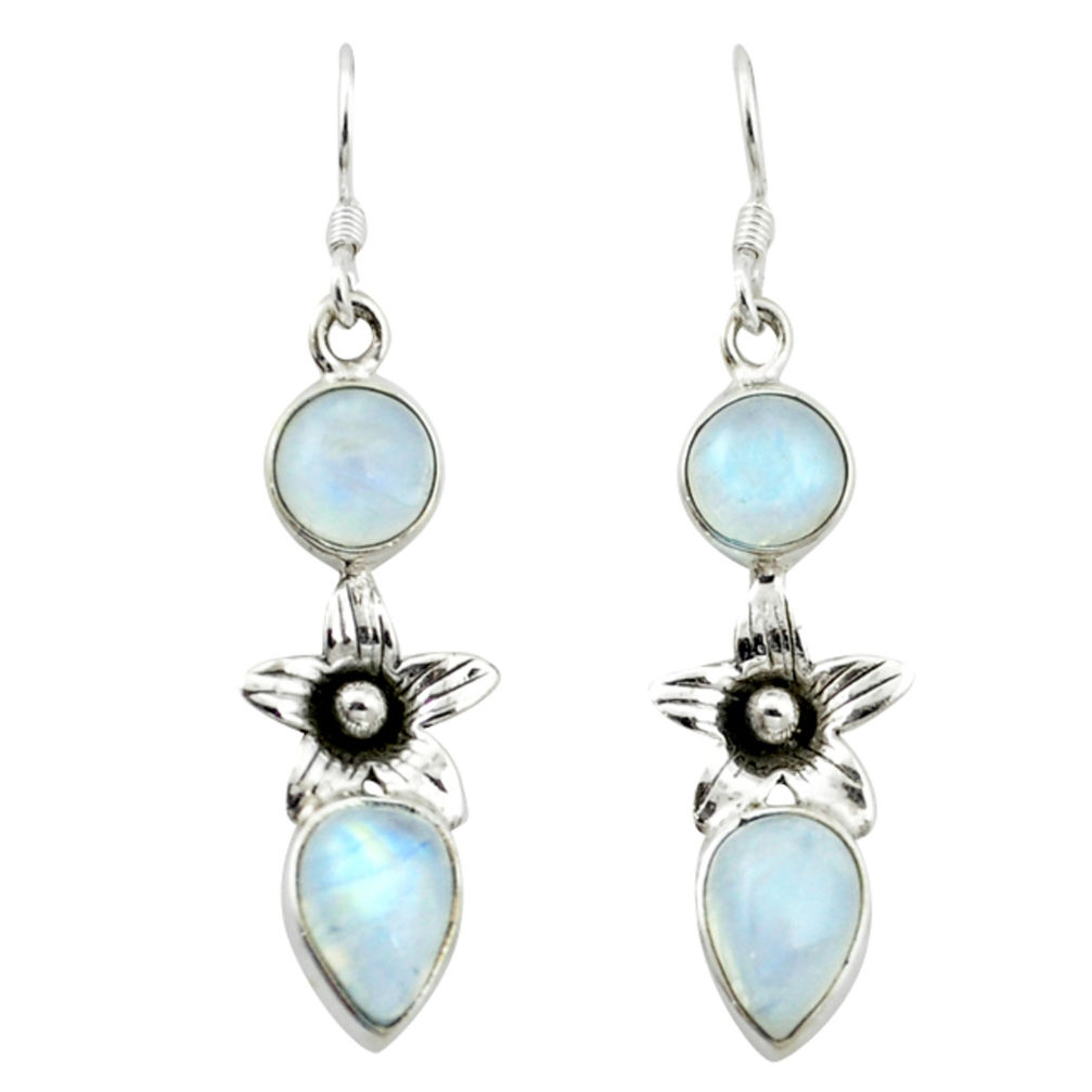 ver natural rainbow moonstone flower earrings jewelry d4737