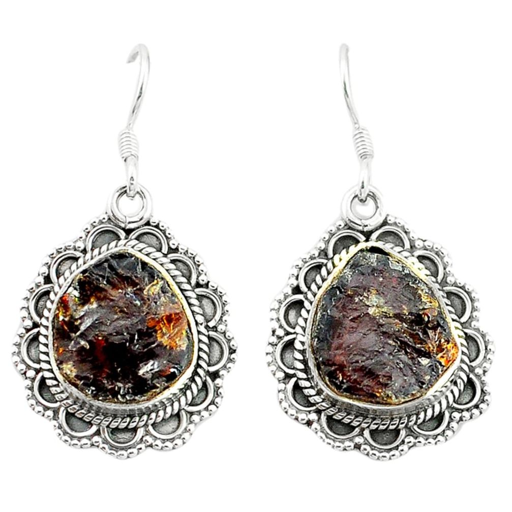 Natural red garnet rough 925 sterling silver dangle earrings jewelry d4808