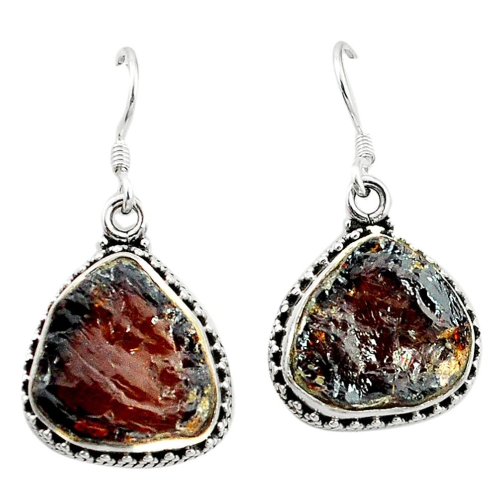 Natural red garnet rough 925 sterling silver dangle earrings jewelry d4811