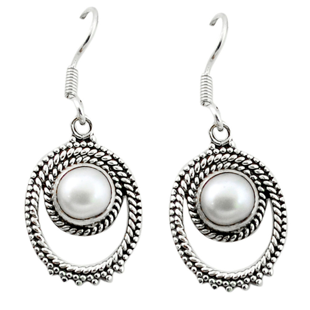ver natural white pearl round dangle earrings jewelry d4832