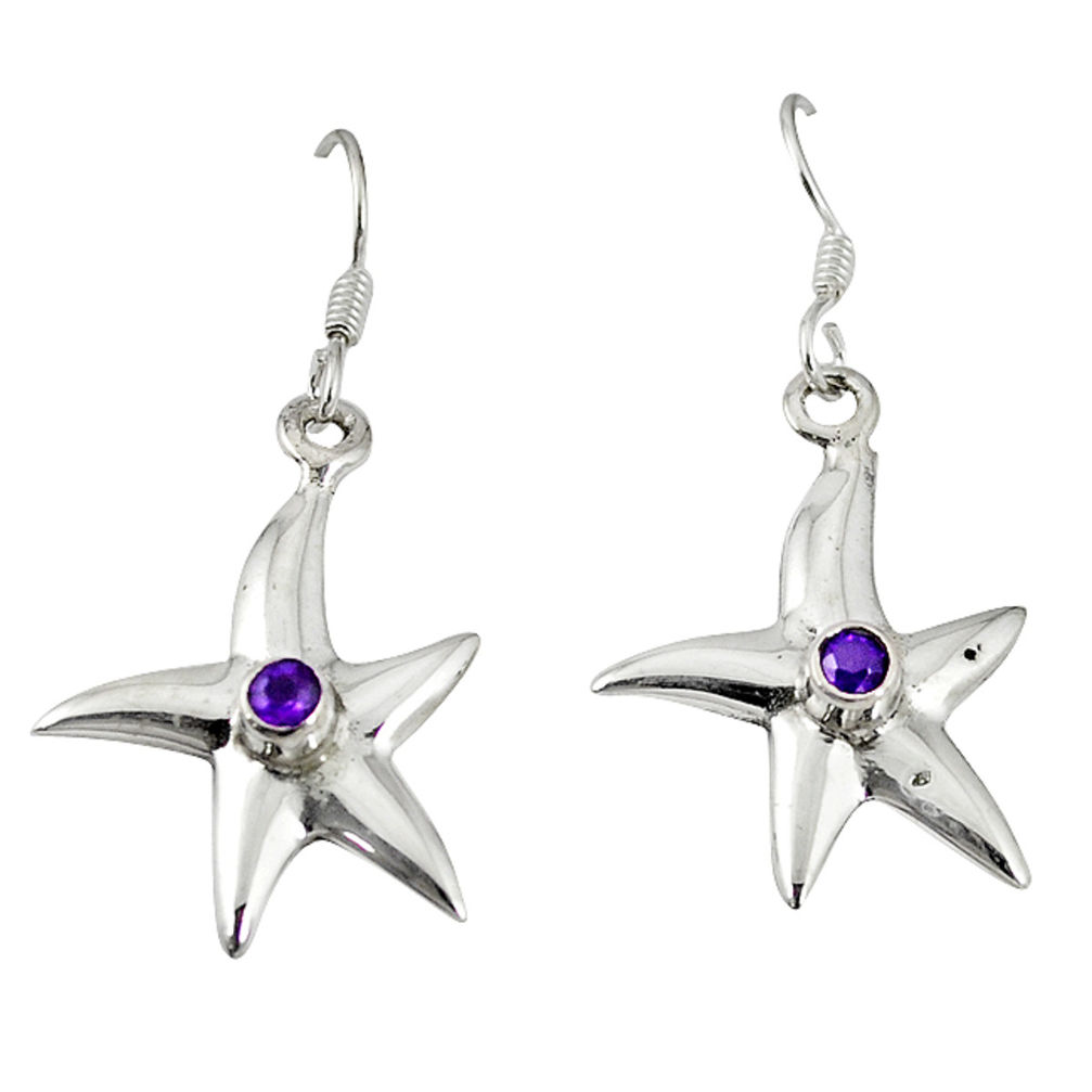 methyst 925 sterling silver star fish earrings d4932