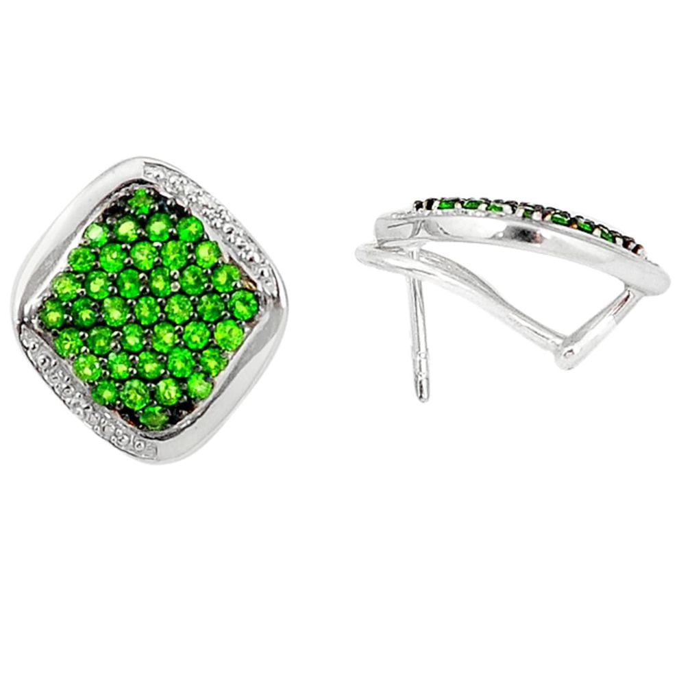 Natural green chrome diopside 925 silver stud earrings jewelry d5526