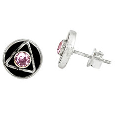 925 sterling silver pink kunzite (lab) stud earrings jewelry d6304