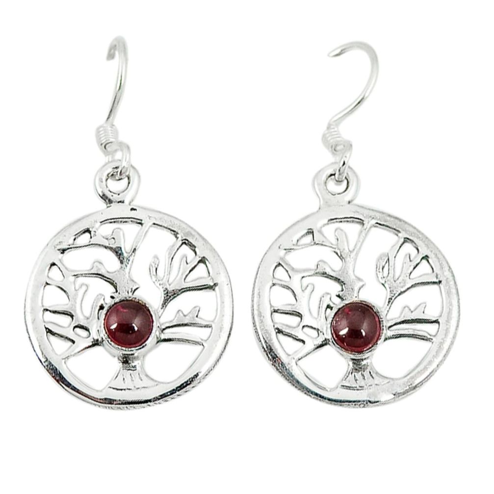 925 sterling silver natural red garnet tree of life earrings jewelry d6337