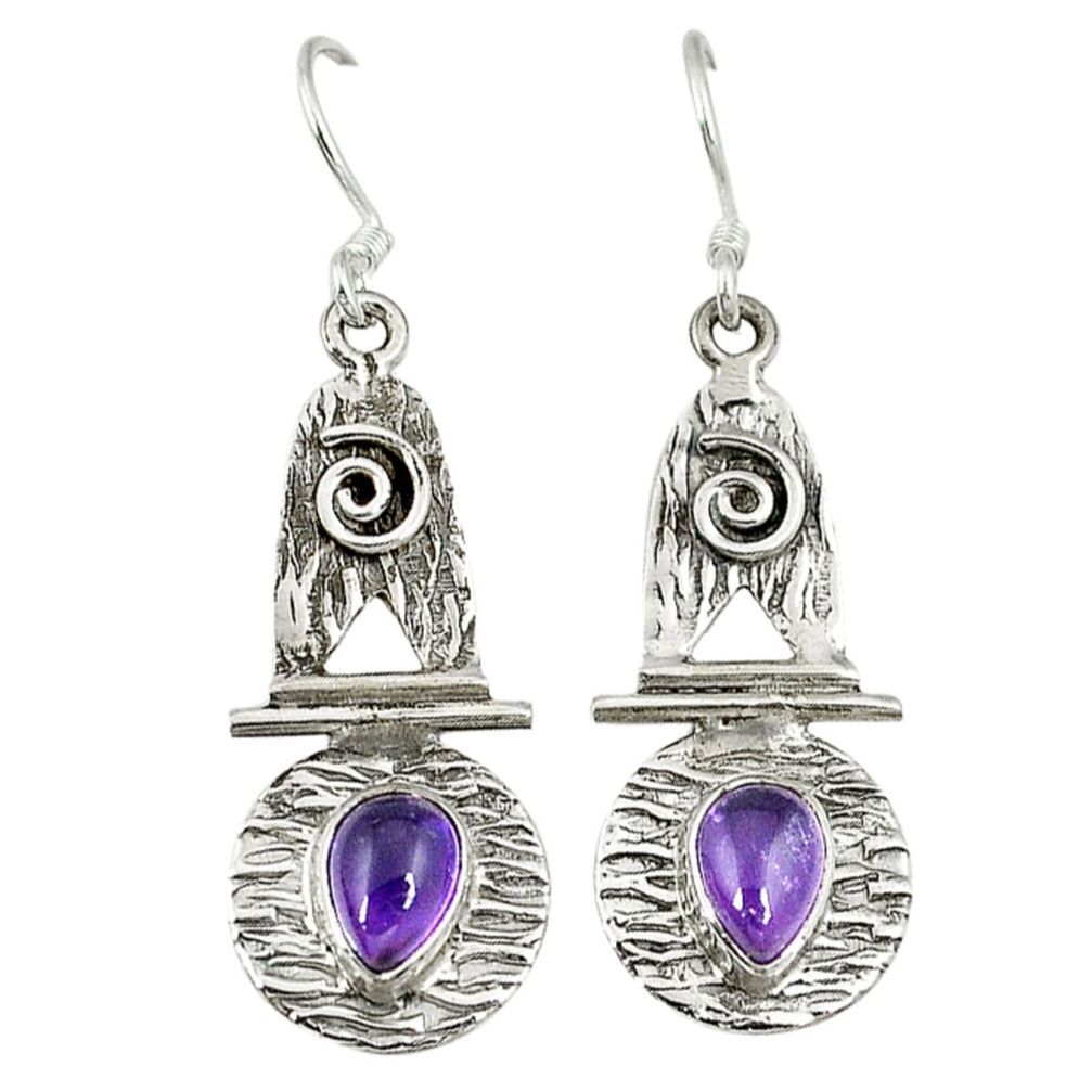 Natural purple amethyst 925 sterling silver dangle earrings jewelry d6361