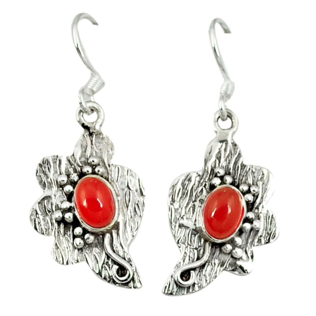 ornelian (carnelian) 925 sterling silver dangle earrings d6363