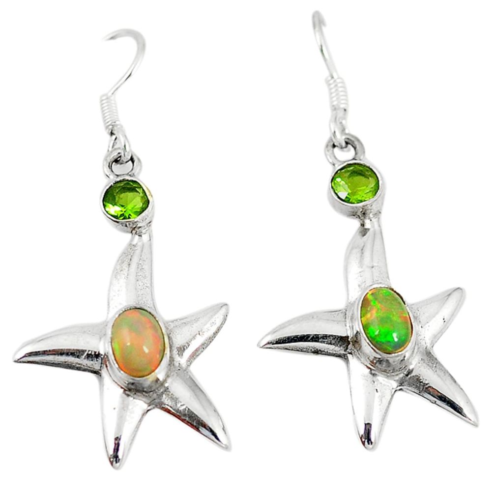 al multi color ethiopian opal star fish earrings jewelry d6449