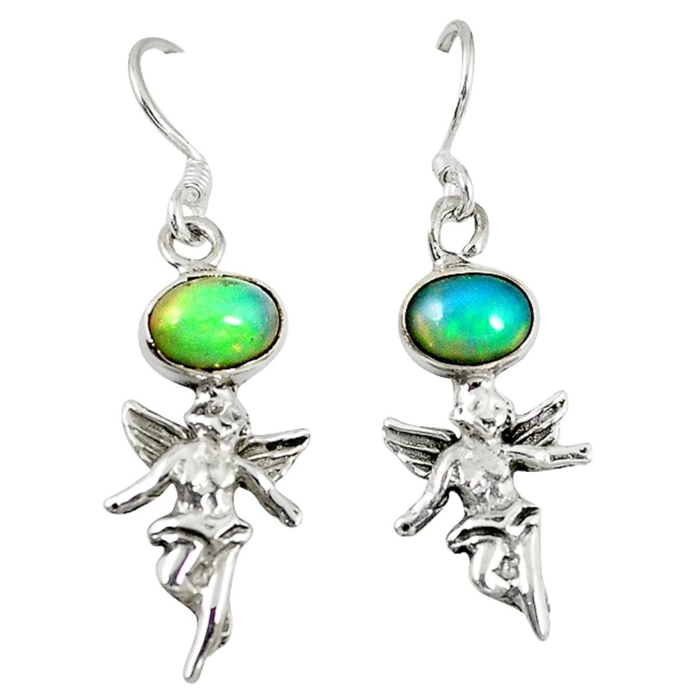 925 silver natural multi color ethiopian opal angel earrings jewelry d6477