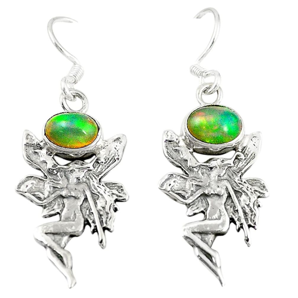 lor ethiopian opal 925 silver angel wings fairy earrings d6482