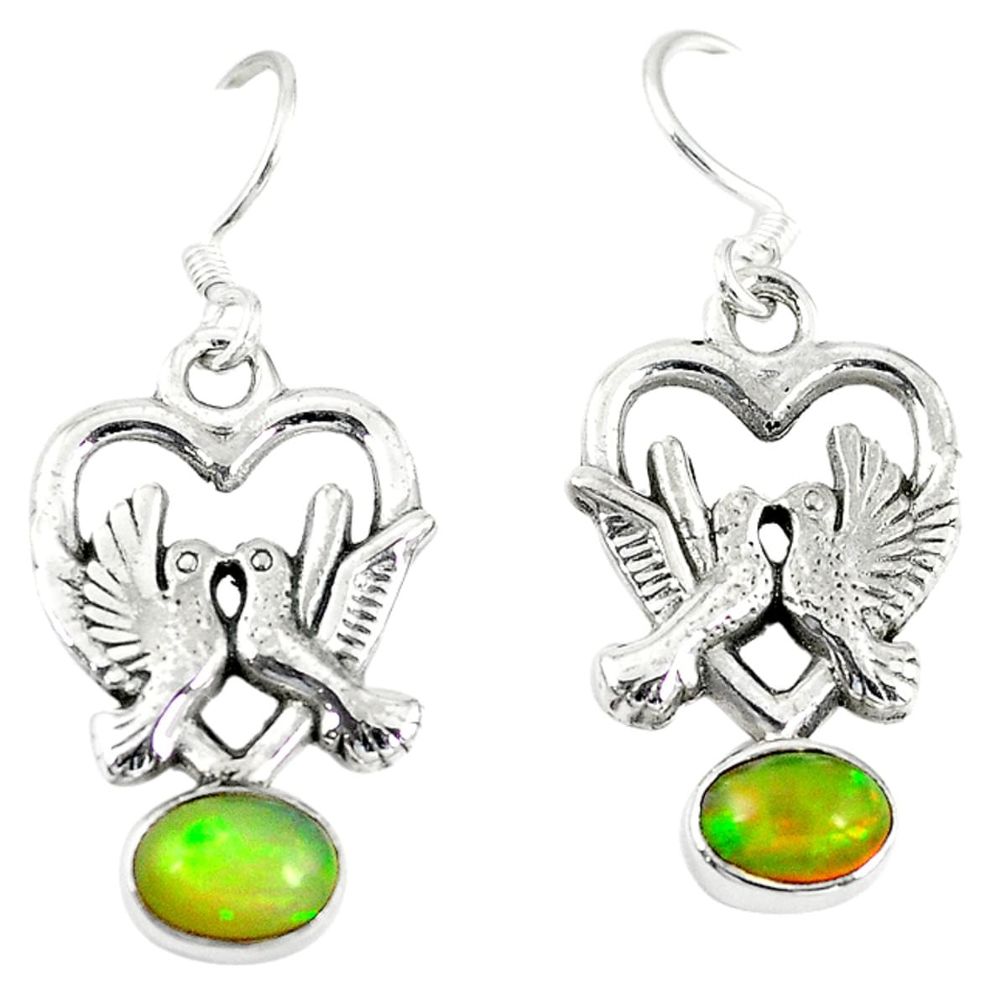 925 silver natural multi color ethiopian opal love birds earrings jewelry d6497