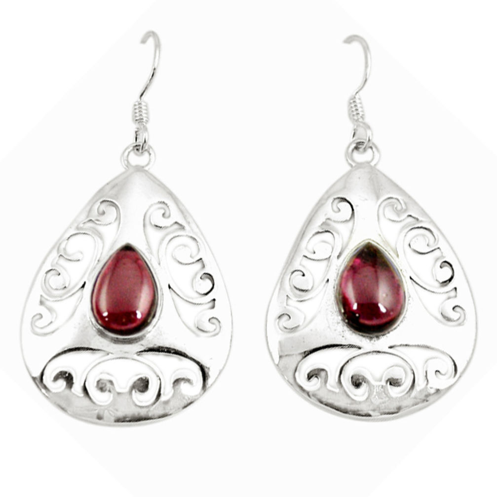 925 sterling silver natural red garnet dangle earrings jewelry d6564