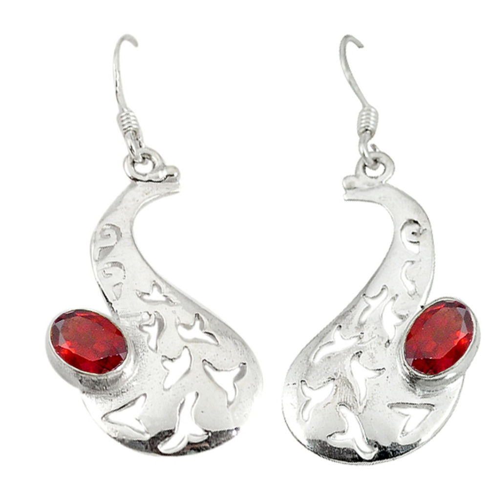 925 sterling silver natural red garnet dangle earrings jewelry d6574