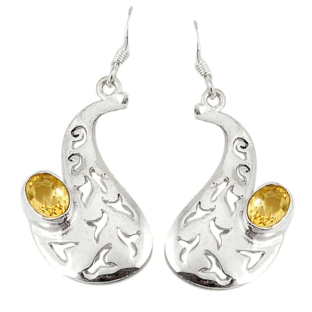 925 sterling silver natural yellow citrine dangle earrings jewelry d6580