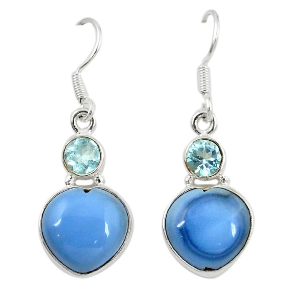 925 sterling silver natural blue owyhee opal topaz dangle earrings d6764